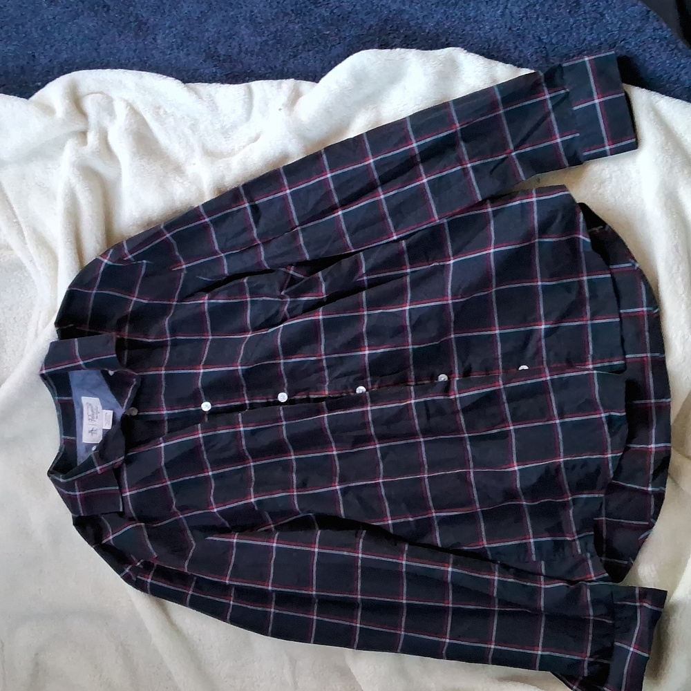 Penguin men's size XL blue with red stripes, button down collar shirt